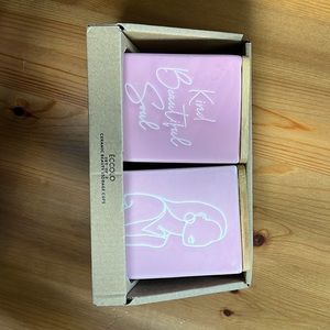 ECCOLO Set of 2 Ceramic Storage Cups. Pink “kind, beautiful soul”